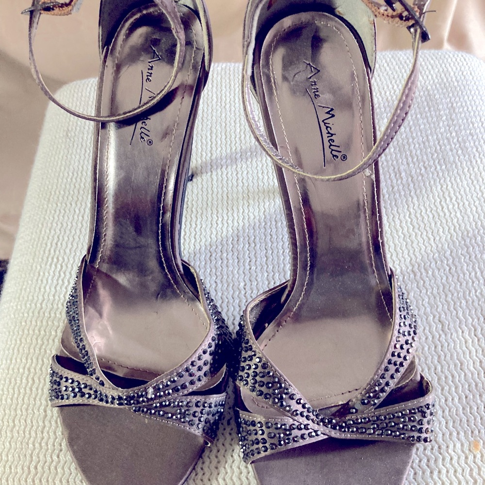Dressy Beige open toe heels, size 8